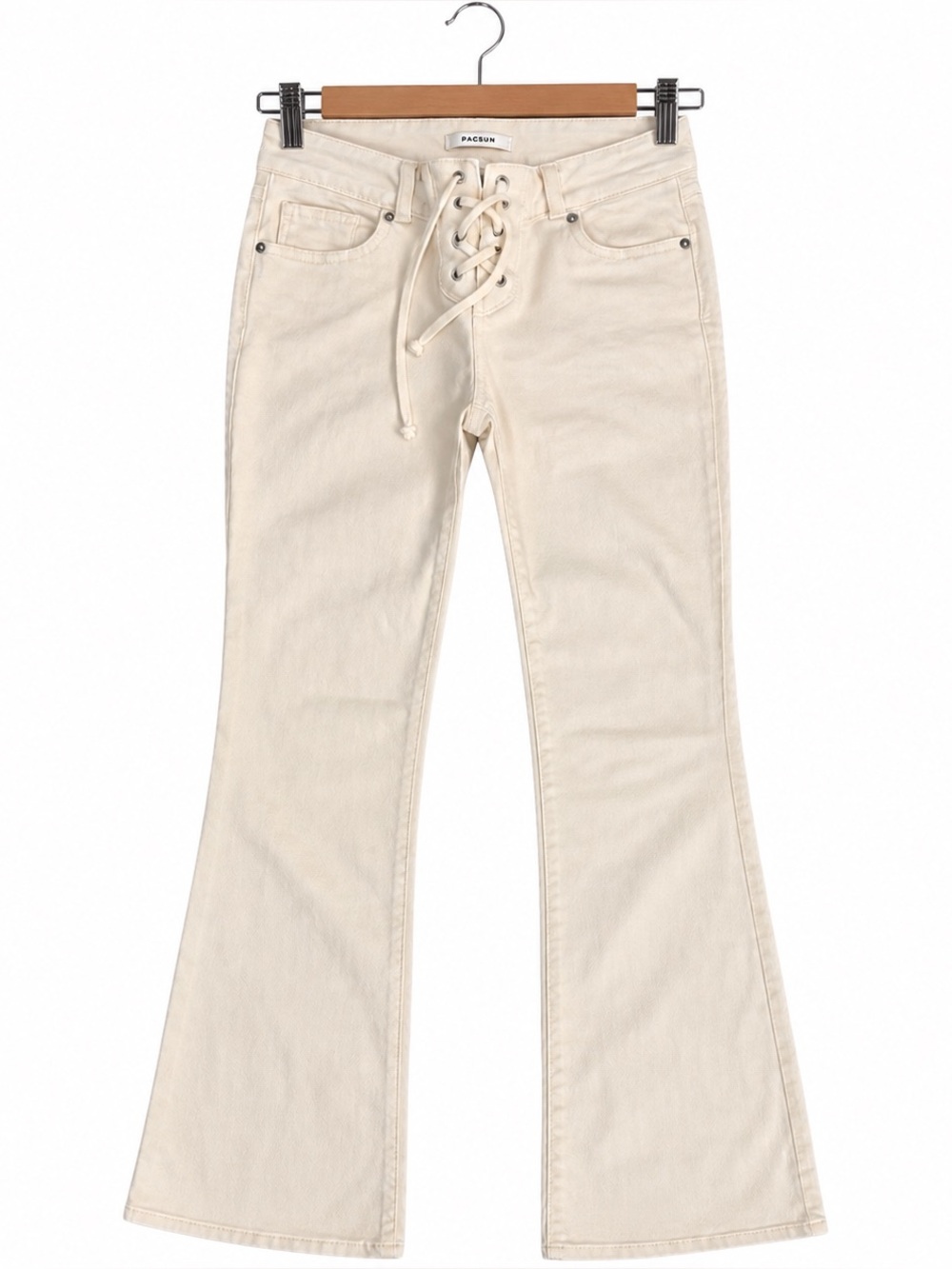 PacSun Cream Low Rise Lace-Up Flare Jeans NEW WITHOUT TAGS